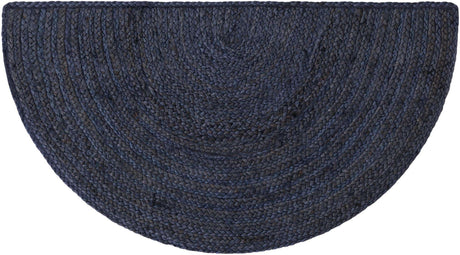 Navy Blue 2' 2 x 4' Braided Jute Semicircle Hearth Rug