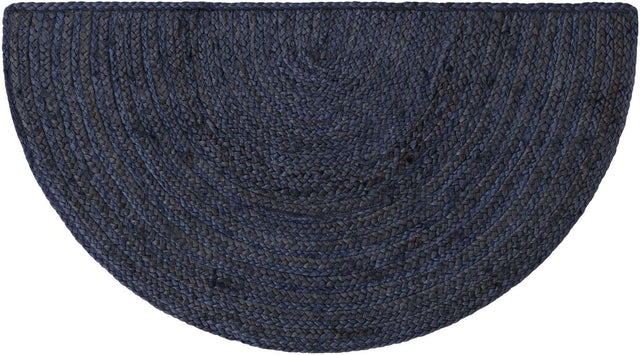 Navy Blue 2' 2 x 4' Braided Jute Semicircle Hearth Rug