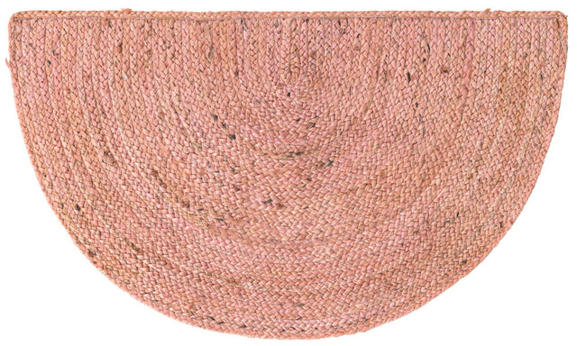 Light Pink 2' 2 x 4' Braided Jute Semicircle Hearth Rug