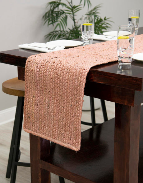 Light Pink 1' 2 x 8' Braided Jute Table Runner