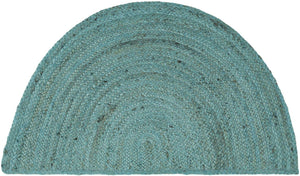 Turquoise 2' 2 x 4' Braided Jute Semicircle Hearth Rug
