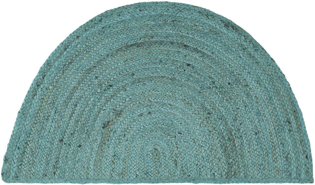 Turquoise 2' 2 x 4' Braided Jute Semicircle Hearth Rug