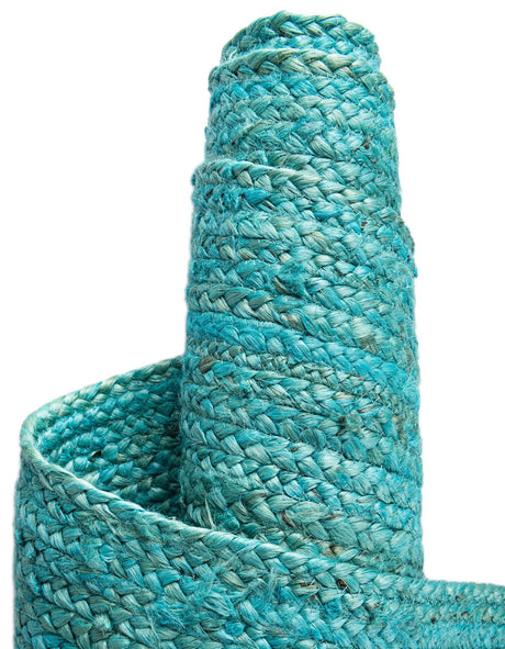 Turquoise 1' 2 x 8' Braided Jute Table Runner Area Rug Decorative Dining Room Kitchen All Natural Material Table Cover 100% Jute Hand Braided Natural Eco-Friendly Boho Style Carpet for Living Rooms Dining Office Space Dorms for Sale at Rug Engine
