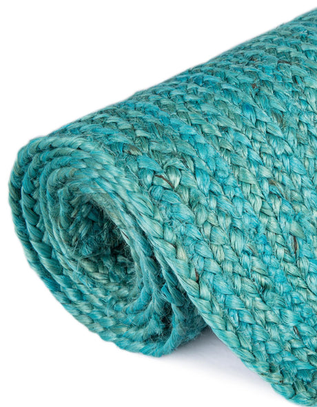 Turquoise 1' 2 x 8' Braided Jute Table Runner Area Rug Decorative Dining Room Kitchen All Natural Material Table Cover 100% Jute Hand Braided Natural Eco-Friendly Boho Style Carpet for Living Rooms Dining Office Space Dorms for Sale at Rug Engine
