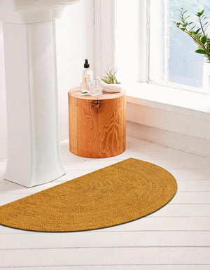 Yellow 2' 2 x 4' Braided Jute Semicircle Hearth Rug