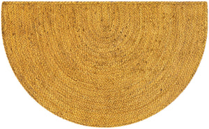 Yellow 2' 2 x 4' Braided Jute Semicircle Hearth Rug
