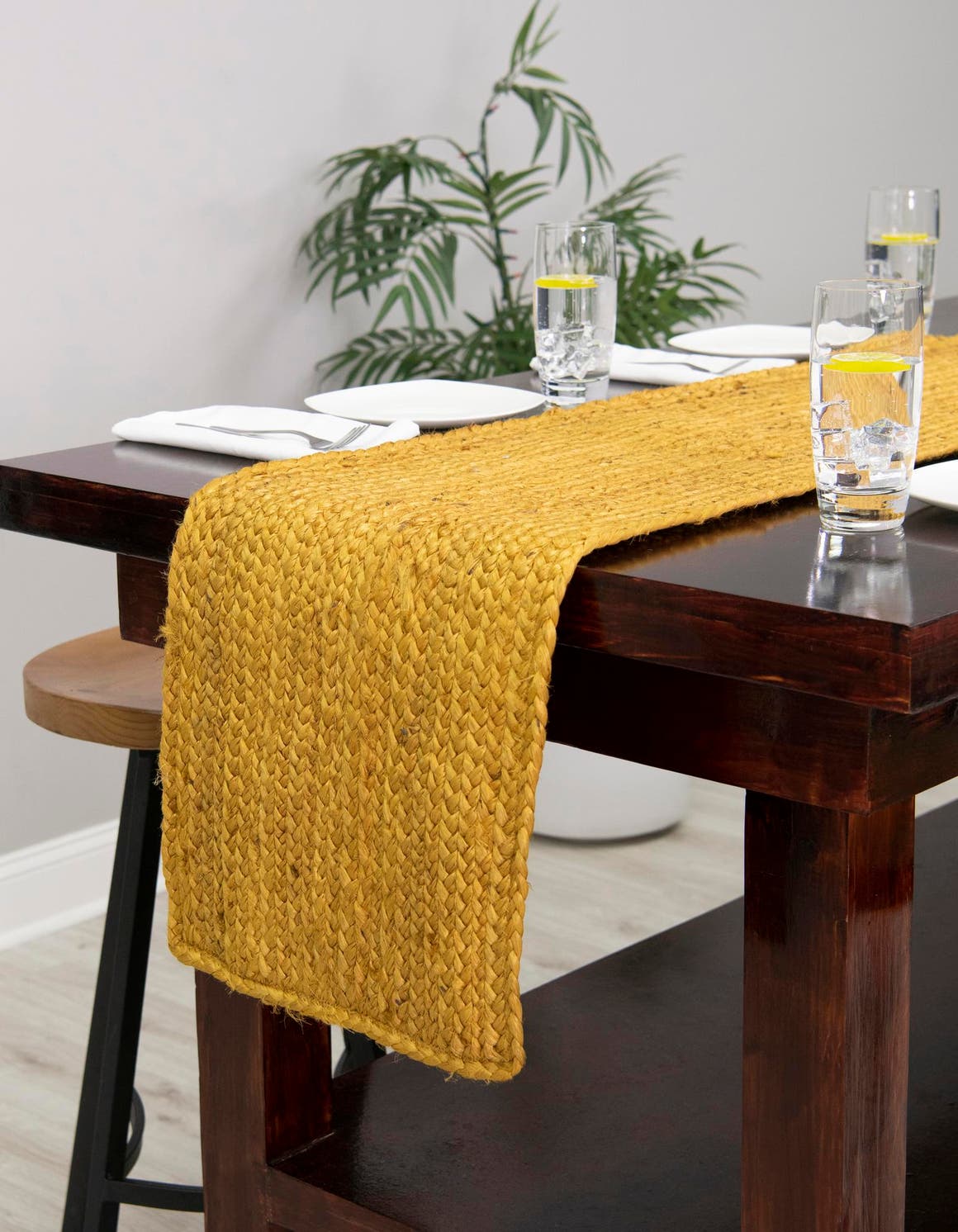 Yellow 1' 2 x 8' Braided Jute Table Runner Area Rug Decorative Dining Room Kitchen All Natural Material Table Cover 100% Jute Hand Braided Natural Eco-Friendly Boho Style Carpet for Living Rooms Dining Office Space Dorms for Sale at Rug Engine