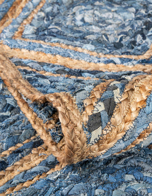 Blue 1' 2 x 8' Braided Jute Table Runner