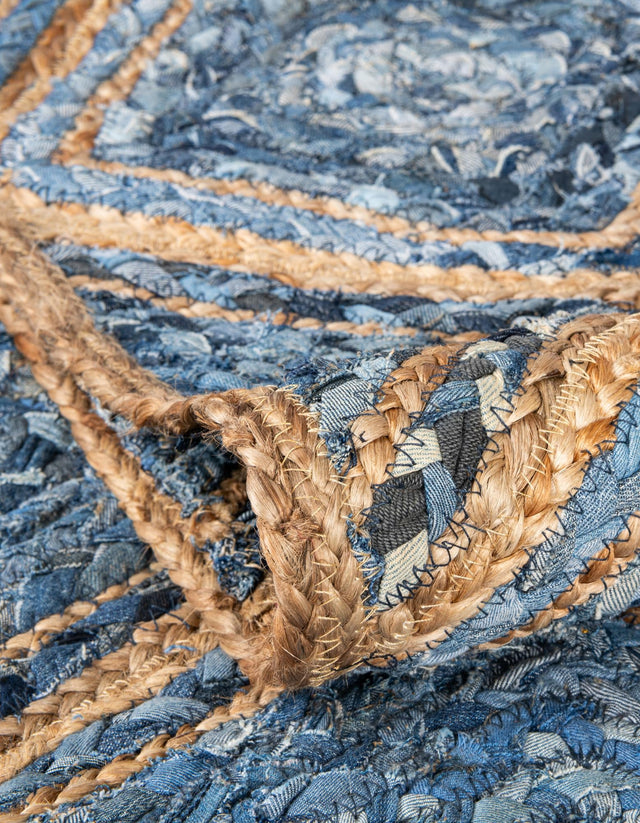 Blue 1' 2 x 8' Braided Jute Table Runner