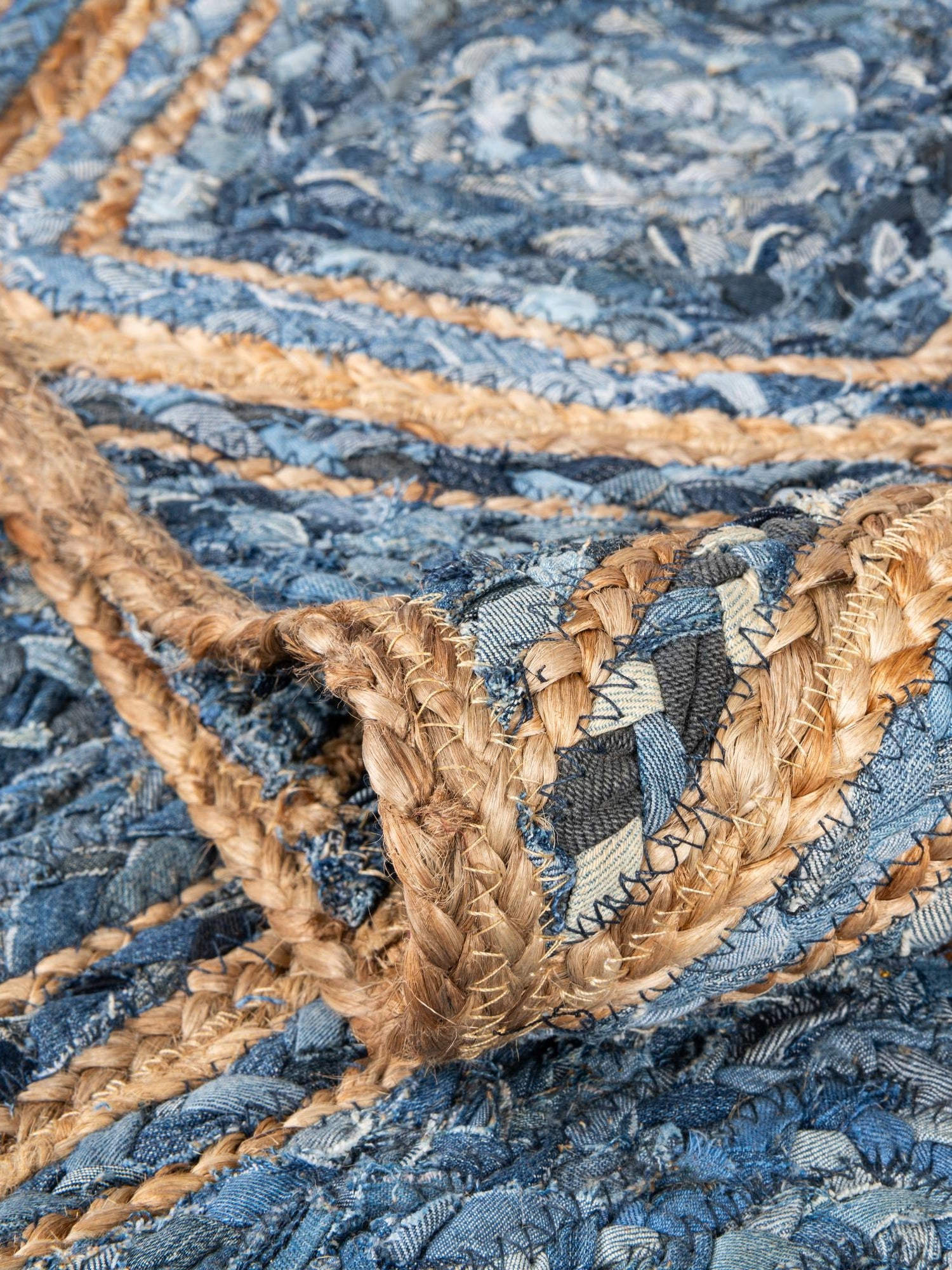 Blue 1' 2 x 5' 1 Braided Jute Table Runner Area Rug Decorative Dining Room Kitchen All Natural Material Table Cover 100% Jute Hand Braided Natural Eco-Friendly Boho Style Carpet for Living Rooms Dining Office Space Dorms for Sale at Rug Engine