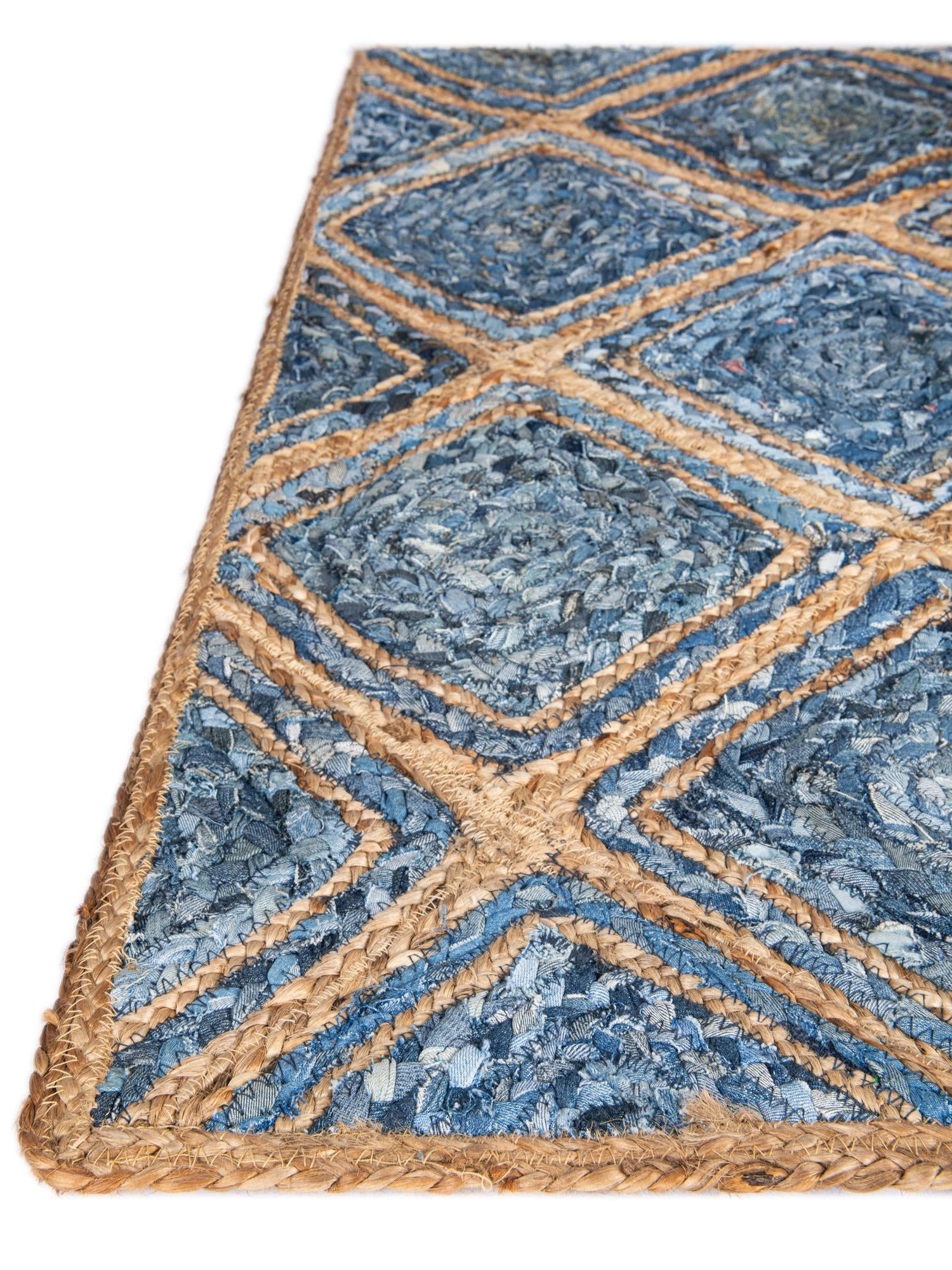 Blue 1' 2 x 6' 1 Braided Jute Table Runner Area Rug Decorative Dining Room Kitchen All Natural Material Table Cover 100% Jute Hand Braided Natural Eco-Friendly Boho Style Carpet for Living Rooms Dining Office Space Dorms for Sale at Rug Engine