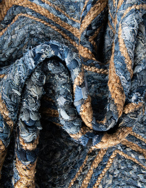 Blue 1' 2 x 6' 1 Braided Jute Table Runner