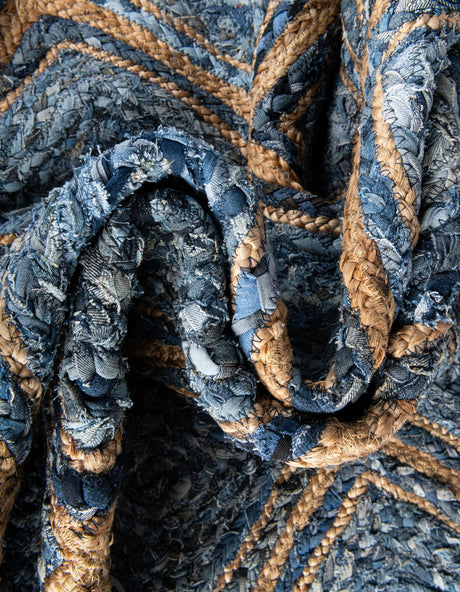 Blue 1' 2 x 5' 1 Braided Jute Table Runner Area Rug Decorative Dining Room Kitchen All Natural Material Table Cover 100% Jute Hand Braided Natural Eco-Friendly Boho Style Carpet for Living Rooms Dining Office Space Dorms for Sale at Rug Engine