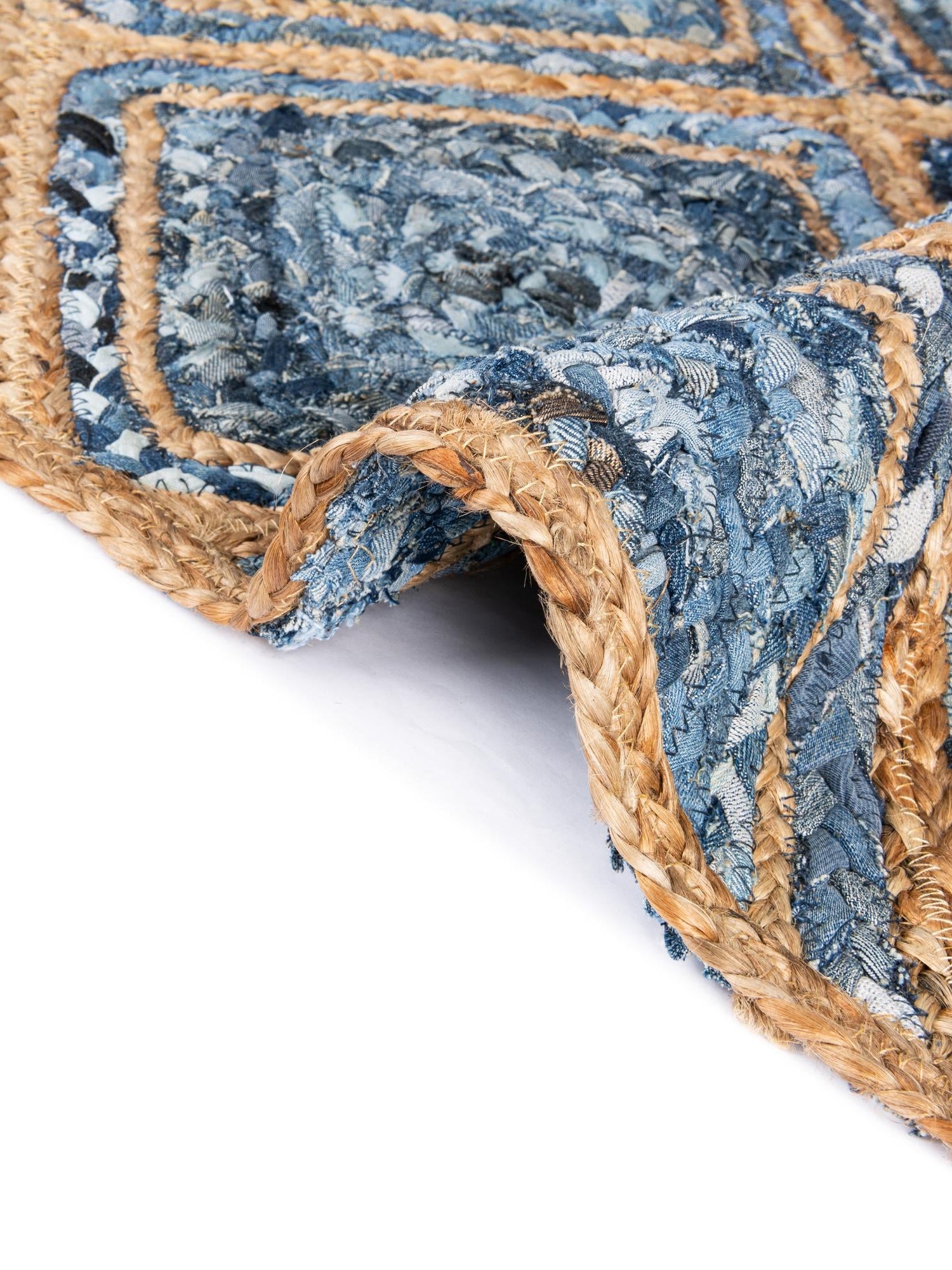Blue 1' 2 x 5' 1 Braided Jute Table Runner Area Rug Decorative Dining Room Kitchen All Natural Material Table Cover 100% Jute Hand Braided Natural Eco-Friendly Boho Style Carpet for Living Rooms Dining Office Space Dorms for Sale at Rug Engine