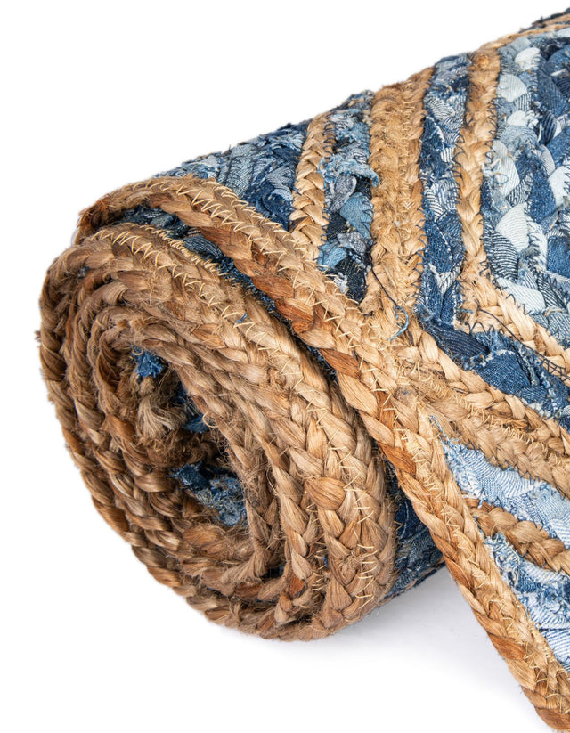 Blue 1' 2 x 6' 1 Braided Jute Table Runner