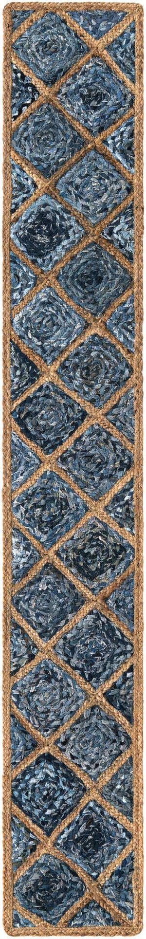 Blue 1' 2 x 8' Braided Jute Table Runner