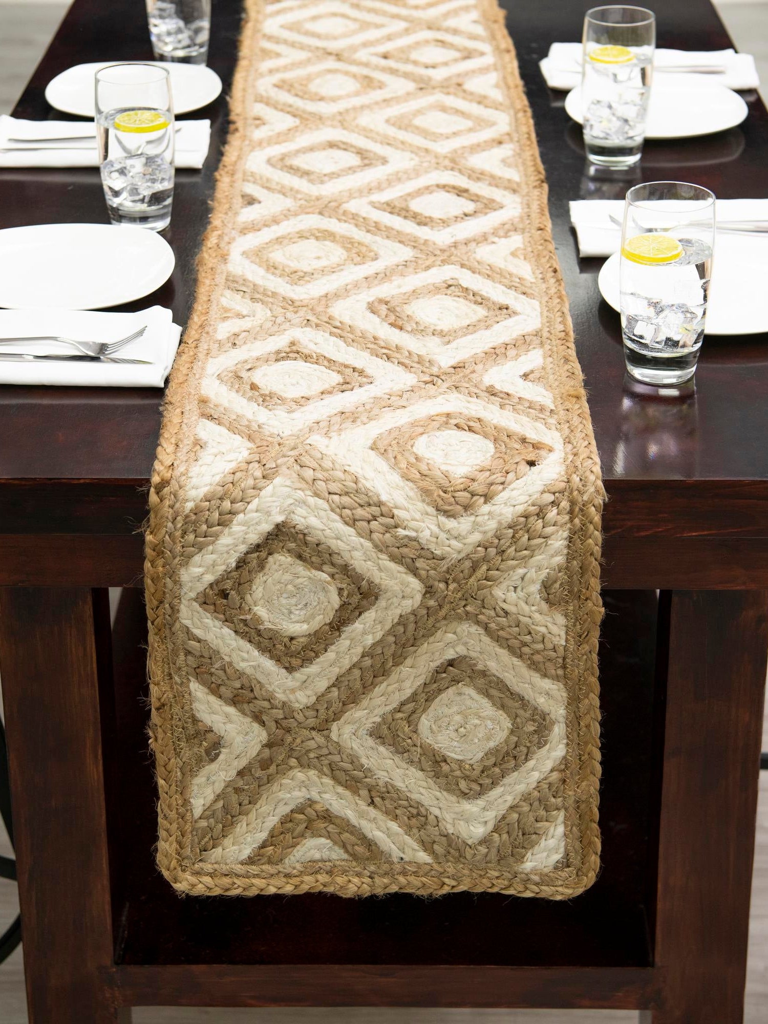 Natural 1' 2 x 4' 1 Braided Jute Table Runner Area Rug Decorative Dining Room Kitchen All Natural Material Table Cover 100% Jute Hand Braided Natural Eco-Friendly Boho Style Carpet for Living Rooms Dining Office Space Dorms for Sale at Rug Engine