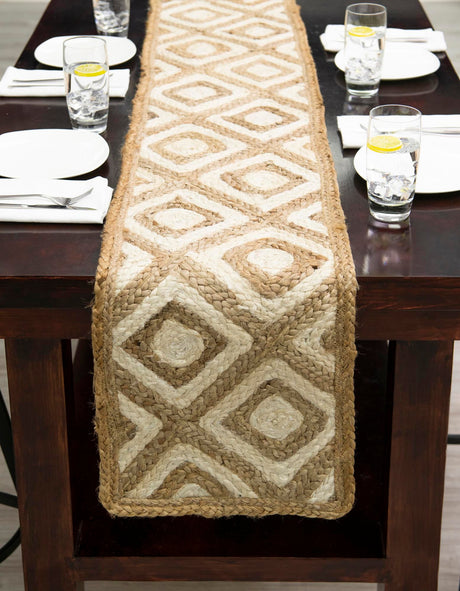 Natural 1' 2 x 4' 1 Braided Jute Table Runner Area Rug Decorative Dining Room Kitchen All Natural Material Table Cover 100% Jute Hand Braided Natural Eco-Friendly Boho Style Carpet for Living Rooms Dining Office Space Dorms for Sale at Rug Engine