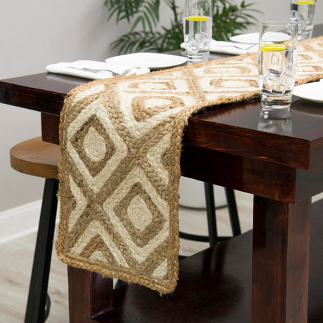 Natural 1' 2 x 6' 1 Braided Jute Table Runner Area Rug Decorative Dining Room Kitchen All Natural Material Table Cover 100% Jute Hand Braided Natural Eco-Friendly Boho Style Carpet for Living Rooms Dining Office Space Dorms for Sale at Rug Engine