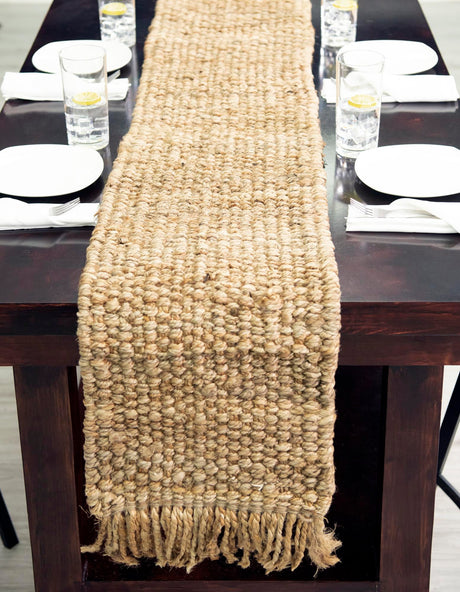 Natural 1' 2 x 8' Chunky Jute Table Runner Area Rug Decorative Dining Room Kitchen All Natural Material Table Cover 100% All Natural Jute Sustainable Eco-Friendly Carpet Mat for Natural Interior Design Homes for Sale at Rug Engine