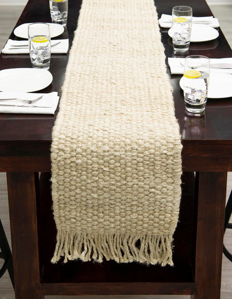 Ivory 1' 2 x 6' 1 Chunky Jute Table Runner Area Rug Decorative Dining Room Kitchen All Natural Material Table Cover 100% All Natural Jute Sustainable Eco-Friendly Carpet Mat for Natural Interior Design Homes for Sale at Rug Engine