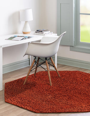 Terracotta 4' 1 x 4' 1 Solid Shag Rectangle Area Rug Thick Soft Touch Fluffy & Plush Shaggy Pile