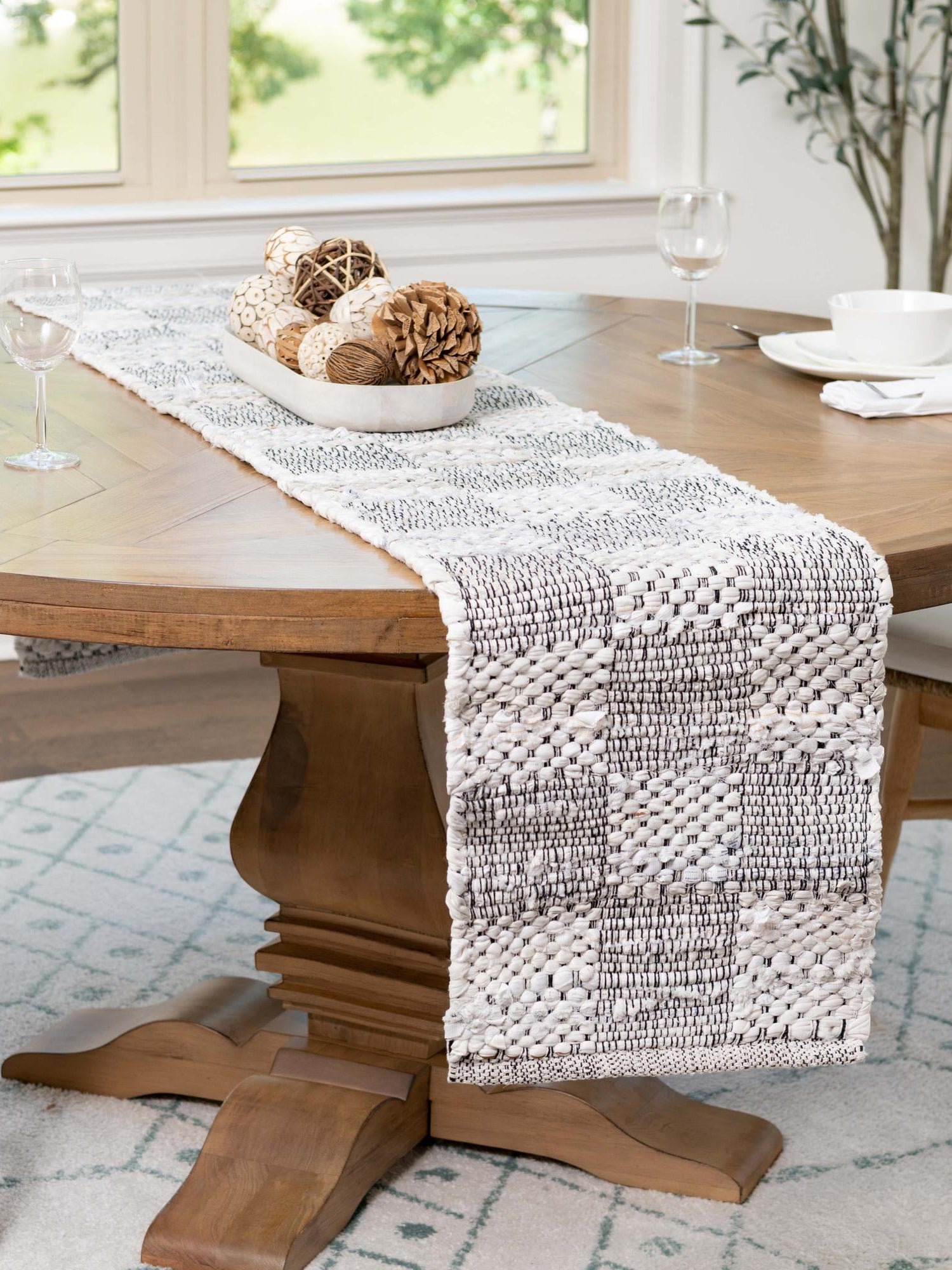 Ivory 1' 2 x 5' 1 Chindi Cotton Table Runner Area Rug Decorative Dining Room Kitchen All Natural Material Table Cover Interior Design Home Decor Carpet Mat for Sale at Rug Engine