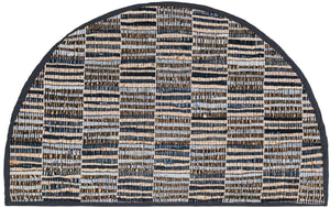 Blue 2' 2 x 4' Chindi Jute Semicircle Hearth Rug