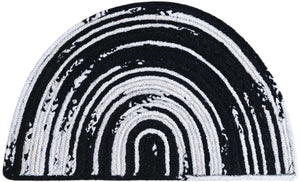 Black and White 2' 2 x 4' Braided Chindi Semicircle Hearth Rug