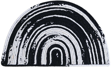Black and White 2' 2 x 4' Braided Chindi Semicircle Hearth Rug