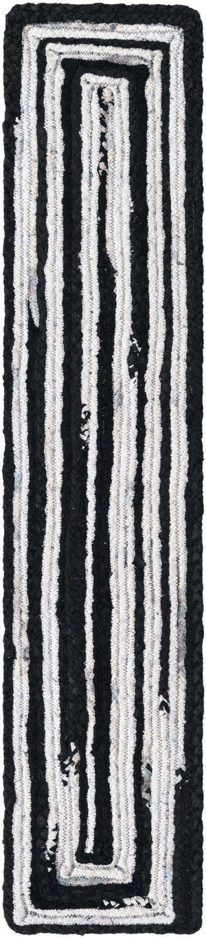 Black and White 1' 2 x 6' 1 Braided Chindi Table Runner