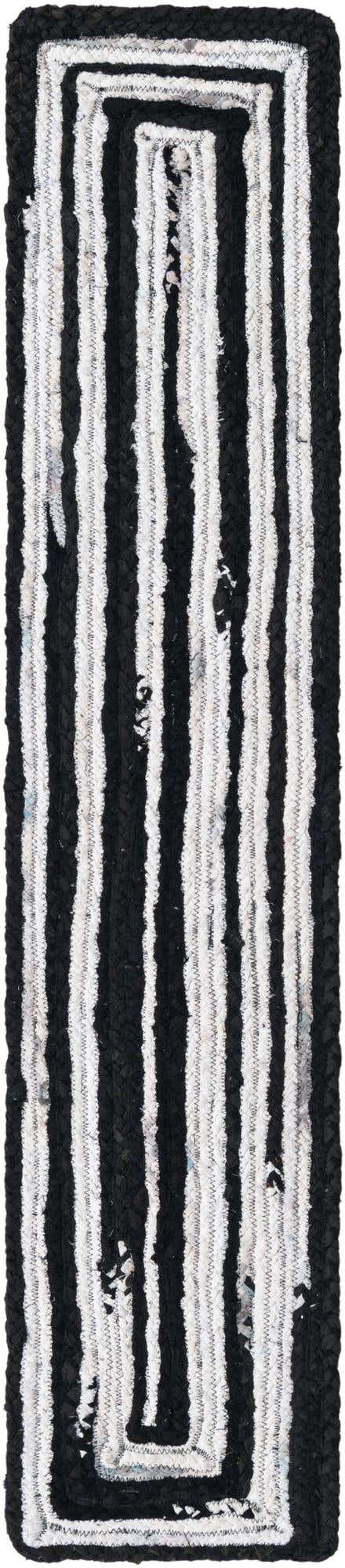 Black and White 1' 2 x 6' 1 Braided Chindi Table Runner