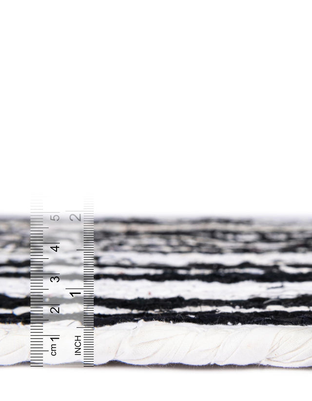 Black and White 1' 2 x 6' 1 Braided Chindi Table Runner