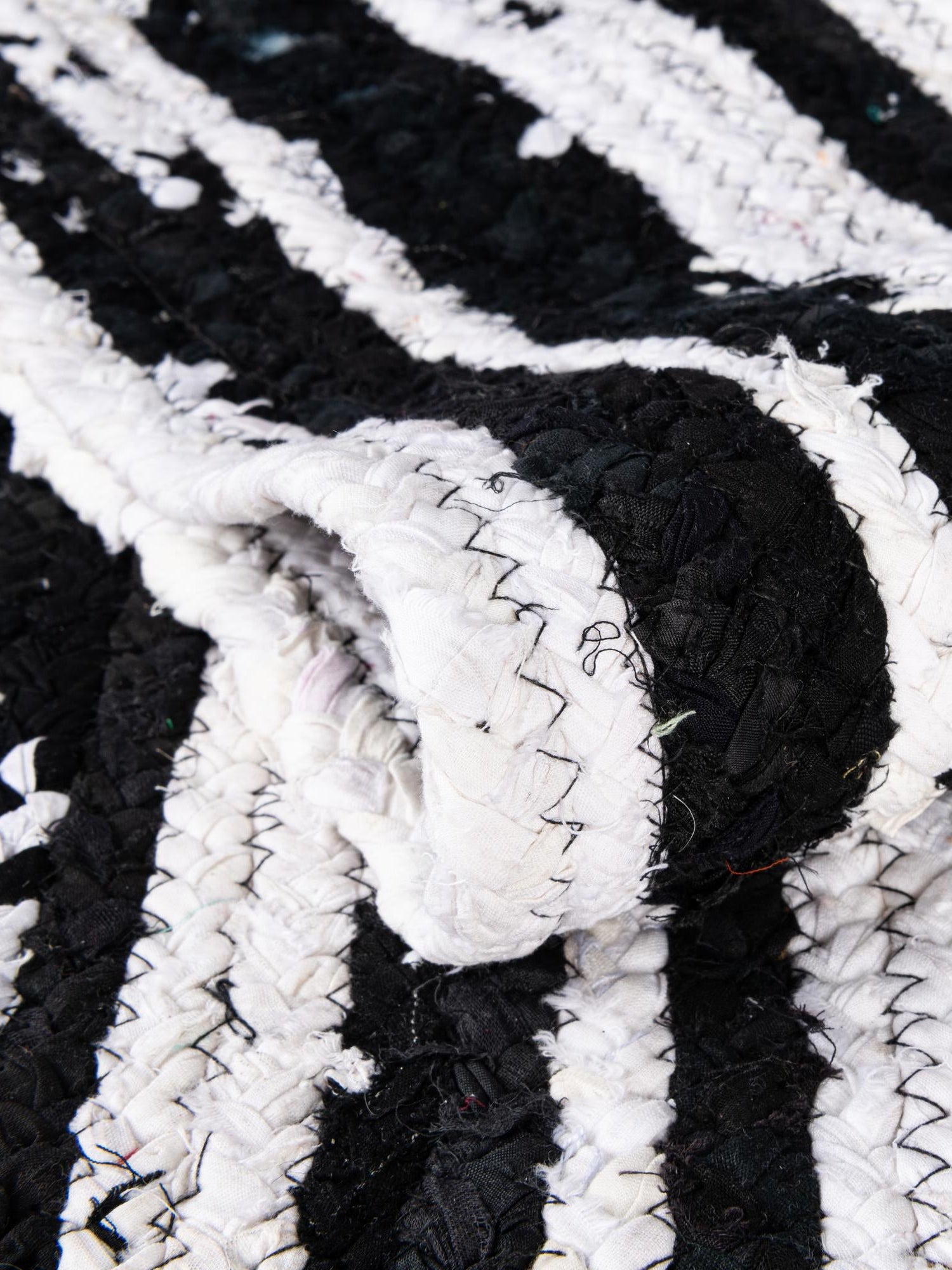 Black and White 1' 2 x 5' 1 Braided Chindi Table Runner Area Rug Decorative Dining Room Kitchen All Natural Material Table Cover 100% Cotton Hand Braided Natural Eco-Friendly Boho Style Modern Carpet for Living Rooms Dining Office Dorm for Sale at Rug Engine