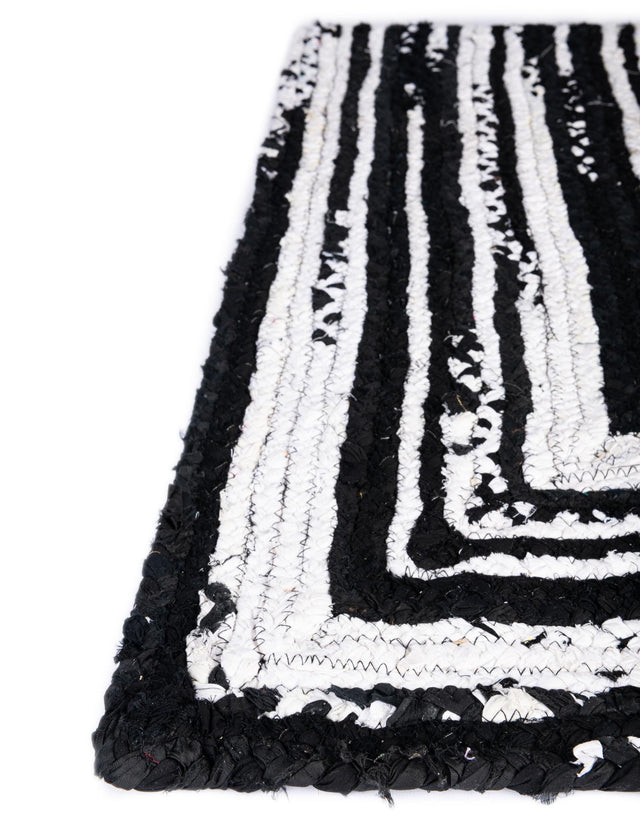 Black and White 1' 2 x 6' 1 Braided Chindi Table Runner