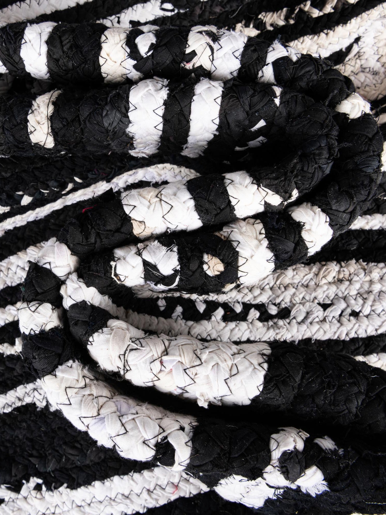 Black and White 1' 2 x 8' Braided Chindi Table Runner Area Rug Decorative Dining Room Kitchen All Natural Material Table Cover 100% Cotton Hand Braided Natural Eco-Friendly Boho Style Modern Carpet for Living Rooms Dining Office Dorm for Sale at Rug Engine