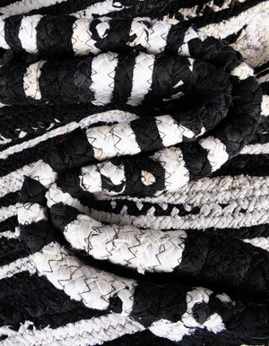 Black and White 1' 2 x 6' 1 Braided Chindi Table Runner