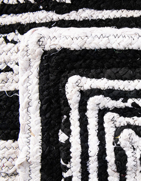 Black and White 1' 2 x 4' 1 Braided Chindi Table Runner Area Rug Decorative Dining Room Kitchen All Natural Material Table Cover 100% Cotton Hand Braided Natural Eco-Friendly Boho Style Modern Carpet for Living Rooms Dining Office Dorm for Sale at Rug Engine