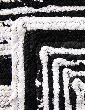 Black and White 1' 2 x 6' 1 Braided Chindi Table Runner