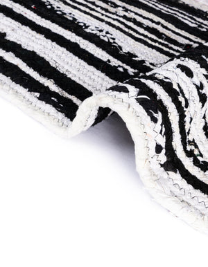 Black and White 1' 2 x 5' 1 Braided Chindi Table Runner