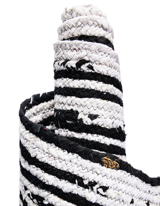 Black and White 1' 2 x 5' 1 Braided Chindi Table Runner
