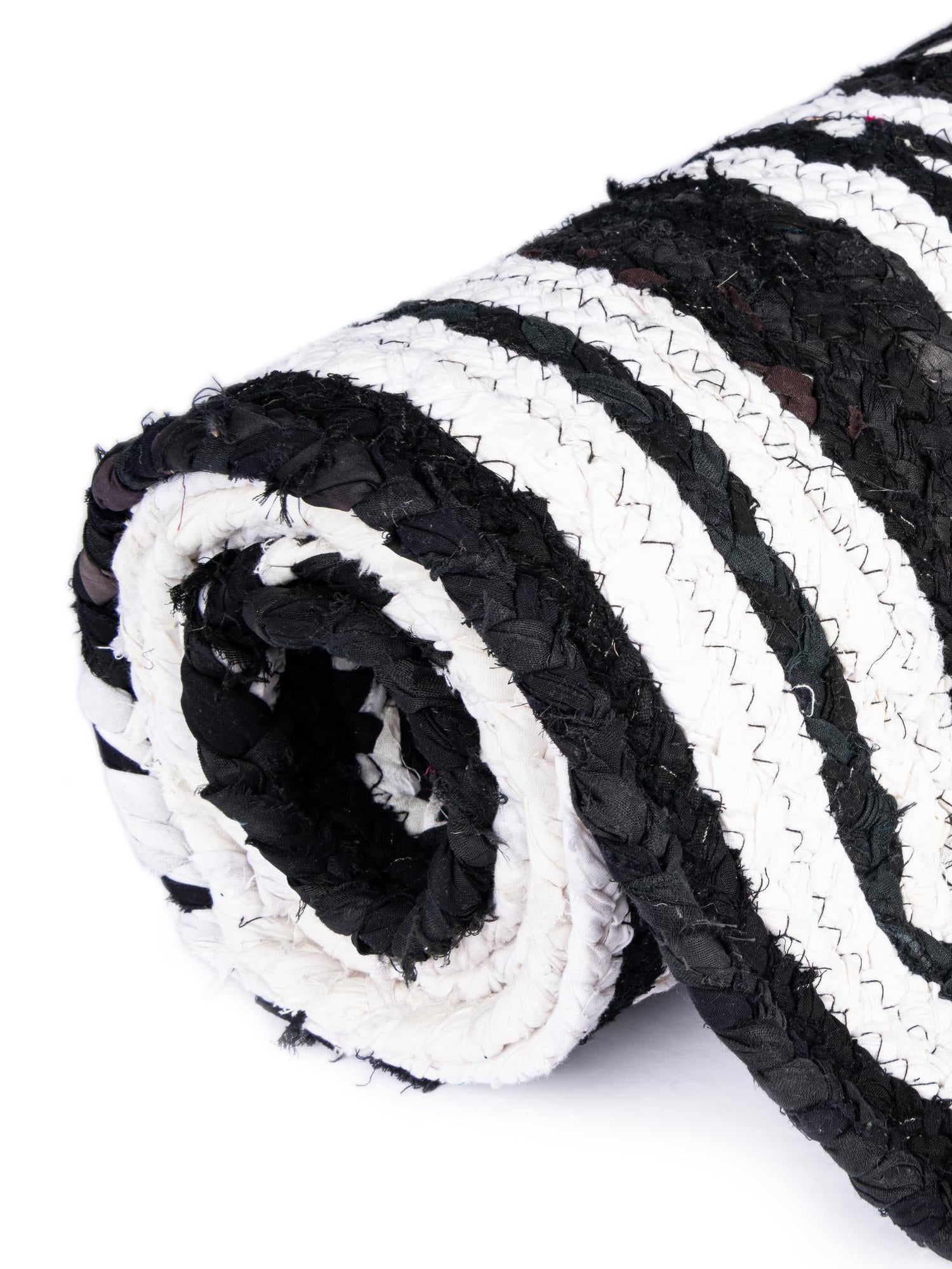 Black and White 1' 2 x 5' 1 Braided Chindi Table Runner Area Rug Decorative Dining Room Kitchen All Natural Material Table Cover 100% Cotton Hand Braided Natural Eco-Friendly Boho Style Modern Carpet for Living Rooms Dining Office Dorm for Sale at Rug Engine
