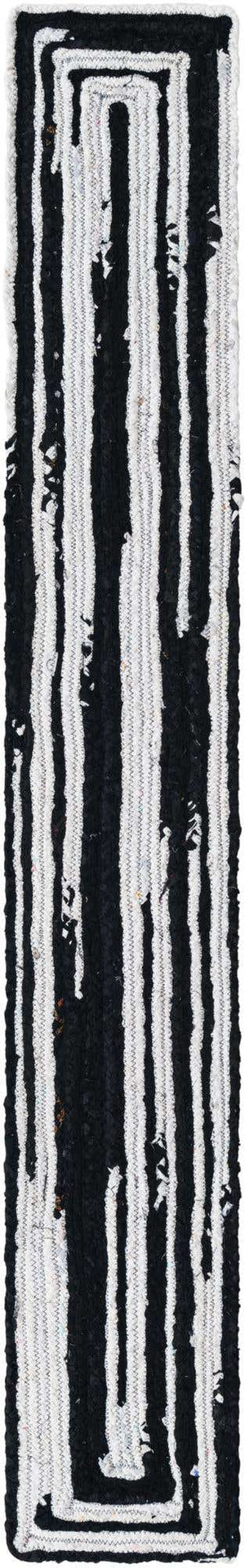 Black and White 1' 2 x 8' Braided Chindi Table Runner