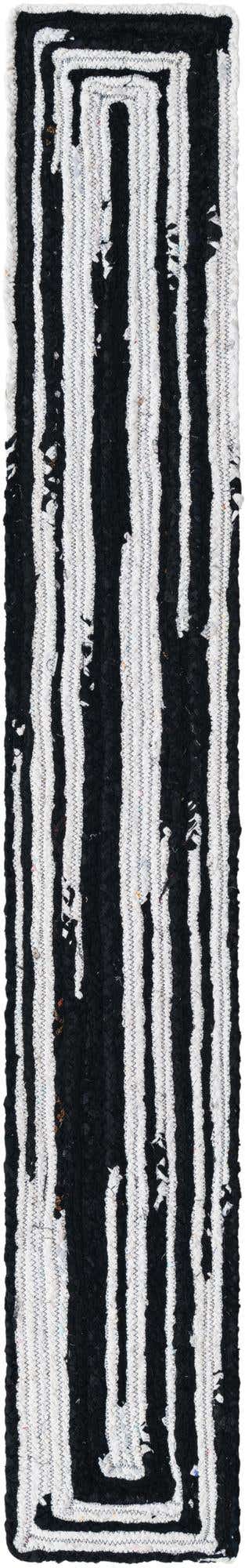 Black and White 1' 2 x 8' Braided Chindi Table Runner