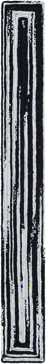 Black and White 1' 2 x 10' Braided Chindi Table Runner