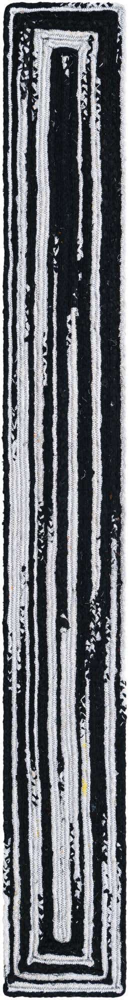 Black and White 1' 2 x 10' Braided Chindi Table Runner