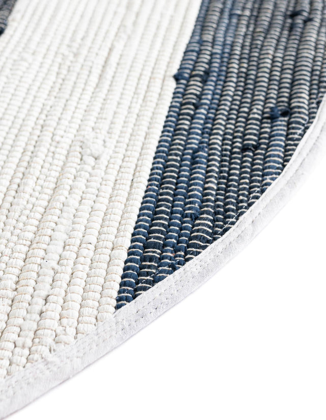 Navy Blue 2' 2 x 3' 7 Chindi Rag Hearth Half-Round Semicircle Area Rug 100% Cotton All Natural Eco-Friendly Carpet Mat Decor for Homes for Sale at Rug Engine