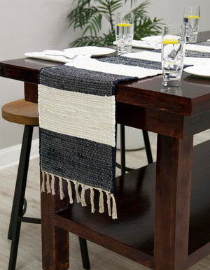Navy Blue 1' 2 x 4' 1 Chindi Rag Table Runner
