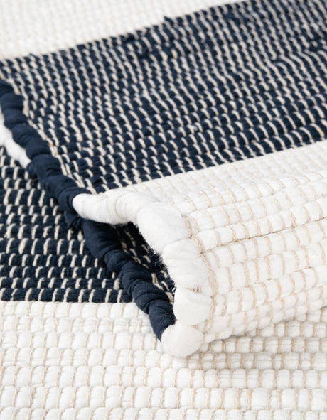 Navy Blue 1' 2 x 5' 1 Chindi Rag Table Runner Area Rug Decorative Dining Room Kitchen All Natural Material Table Cover 100% Cotton All Natural Eco-Friendly Carpet Mat Decor for Homes for Sale at Rug Engine