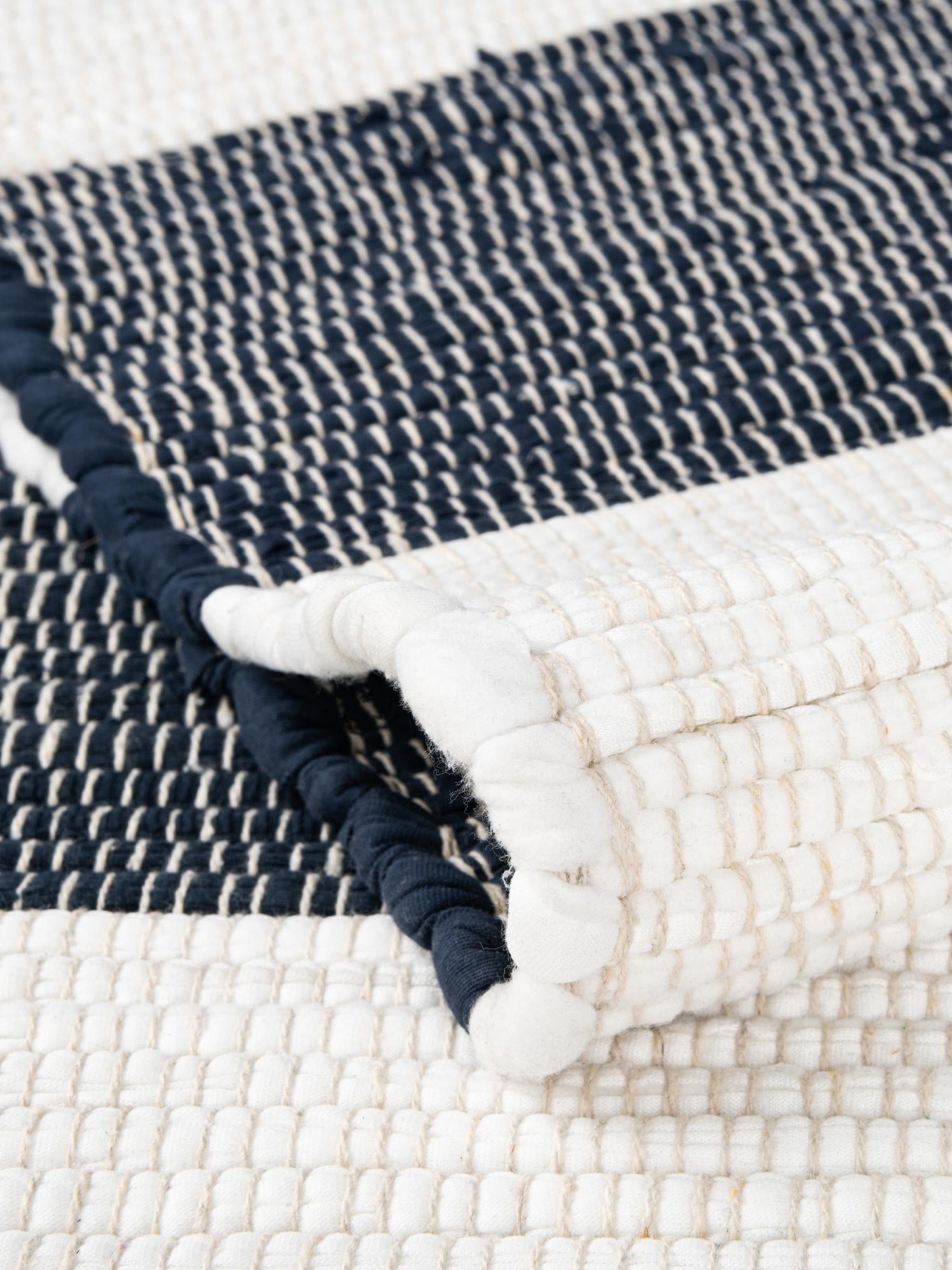Navy Blue 1' 2 x 10' Chindi Rag Table Runner Area Rug Decorative Dining Room Kitchen All Natural Material Table Cover 100% Cotton All Natural Eco-Friendly Carpet Mat Decor for Homes for Sale at Rug Engine